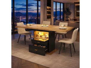 Table à manger extensible, 110x80x75 cm, jusqu'à 140 cm, pratique, plateau mdf et bois, piètement métal, coloris bois