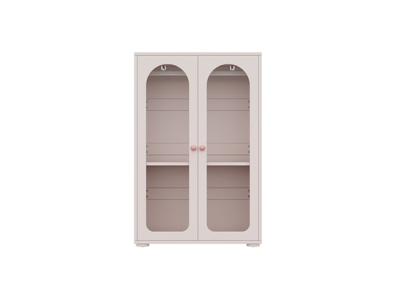  Armoire enfant 2 portes avec tringle, portes acryliques transparentes, rose poudré, poignées céramique  - Conforama A