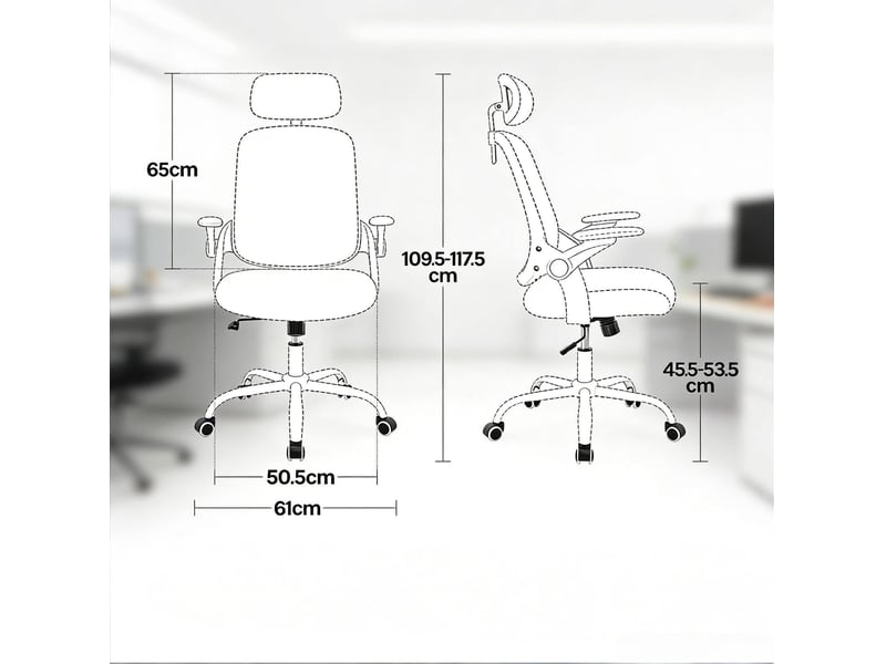  Chaise de bureau ergonomique dossier haut avec têtière homvra  - Conforama E
