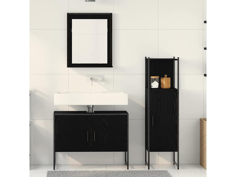 Ensemble de mobilier de salle de bain 3 pc noir cf64413 - Conforama D