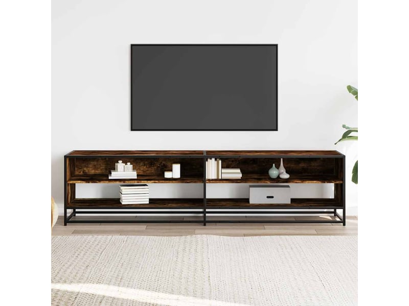  Meuble tv - banc tv - meuble de rangement chêne fumé 180,5x40x46 cm bois d'ingénierie  - Conforama C