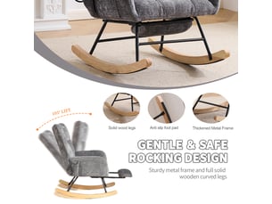 Fauteuil à bascule d'allaitement gris foncé avec coussins d'air
