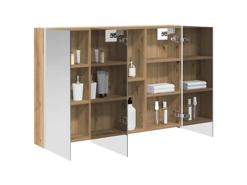 Armoire miroir salle de bain, meuble de rangement chêne artisan shl5777 - Conforama C