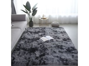 Tapis de salon gris, à poils longs, doux, en laine de soie antidérapante, mesurant 100 x 200 cm