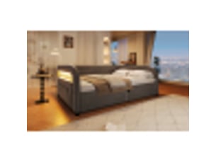 Lit coffre 140x200 cm LEYTN   coloris gris
