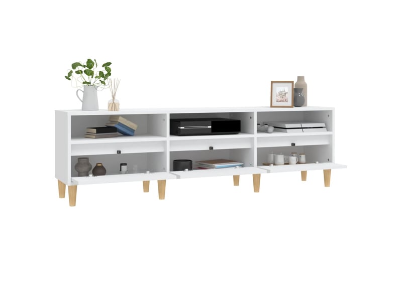  Meuble tv - banc tv - meuble de rangement blanc 150x30x44,5 cm bois d'ingénierie  - Conforama E