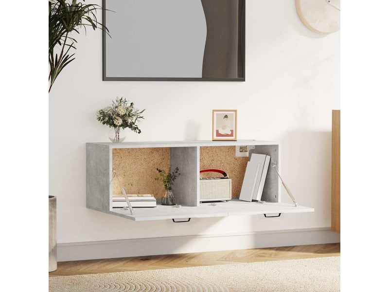  Armoire murale salon gris béton 100x36,5x35cm bois d'ingénierie shl4118  - Conforama C