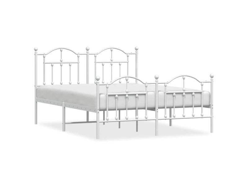 Lit double- lit adulte - cadre de lit métal sans matelas et pied de lit blanc 135x190 cm - Conforama A