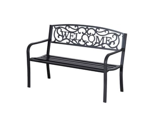 Banc de jardin 2 places en métal, robuste, design élégant, pour jardin et terrasse