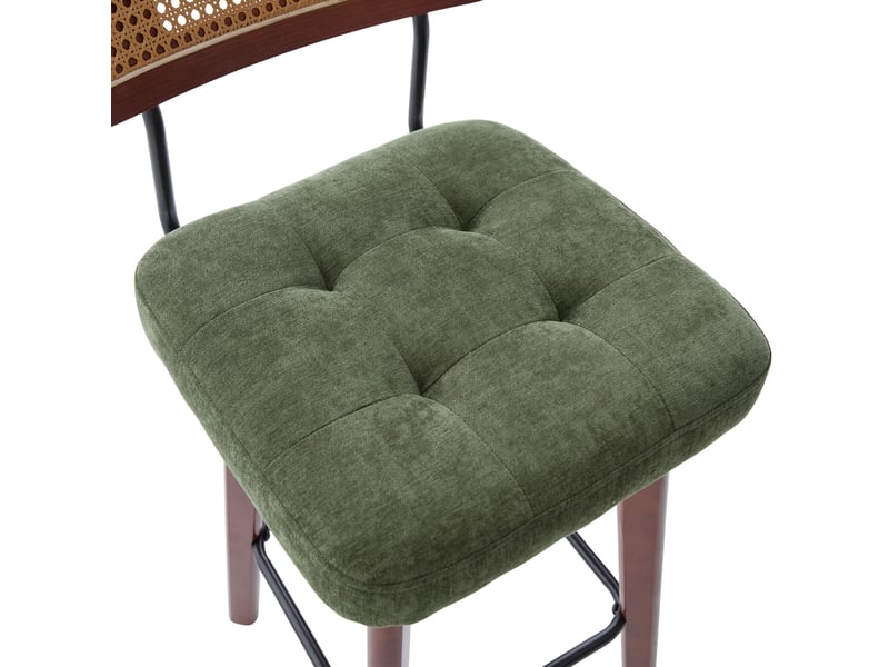  Lot de 2 tabourets de bar pivotants 360° 44x51x96 cm en chenille verte  - Conforama R