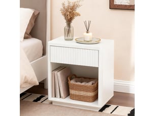 Table de chevet moderne avec tiroir et étagère ouverte, table de chevet en panneau ondulé, meuble d'appoint en bois mdf robuste pour chambre à coucher salon bureau – montage facile