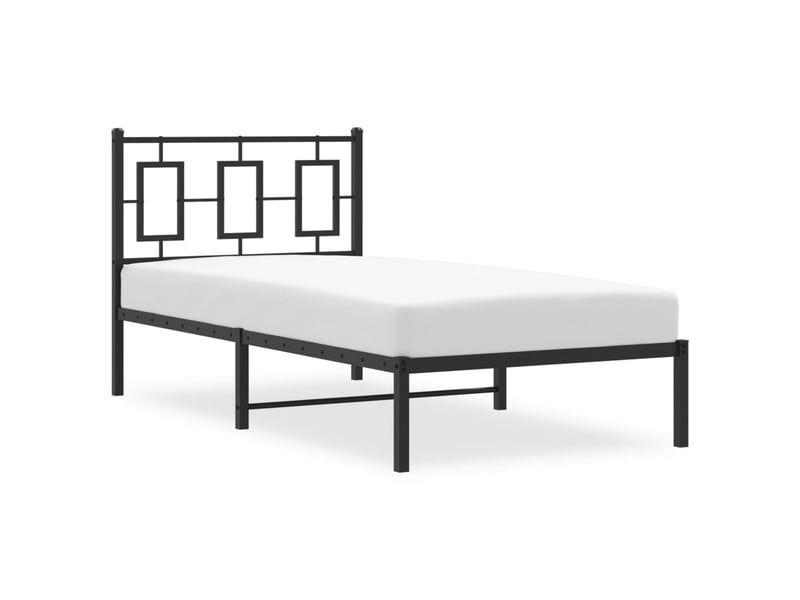  Lit simple- lit adulte -  cadre de lit métal sans matelas avec tête de lit noir 90x190 cm  - Conforama C