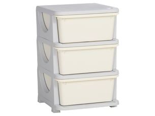 Organisateur de jouets pour enfants avec tiroirs à 3 niveaux, boîtes de rangement en plastique, 37 x 37 x 56,5 cm, crème