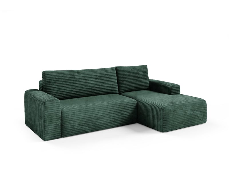  Canapé d'angle convertible en velours côtelé sontii vert  - Conforama C