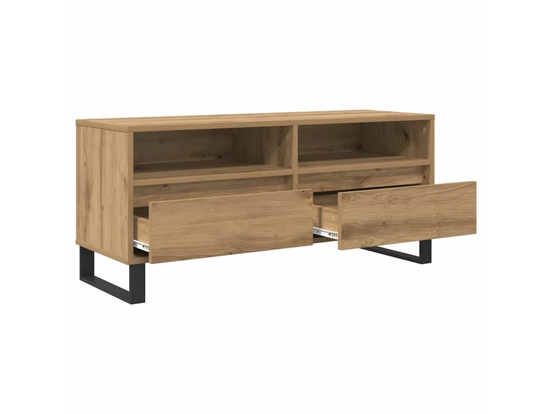  Meuble tv rectangulaire moderne avec tiroir et étagère 100 x 34,5 x 44,5 cm en bois chêne artisanal 02_0052746  - Conforama B