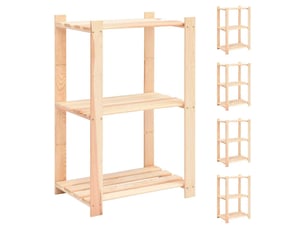 Étagères de rangement à 3 niveaux 5 pcs 60x38x90 cm pin 150 kg