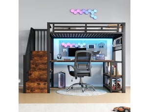 Lit mezzanine 90x200 cm <strong>ZOVIRA</strong>  <strong></strong> coloris noir
