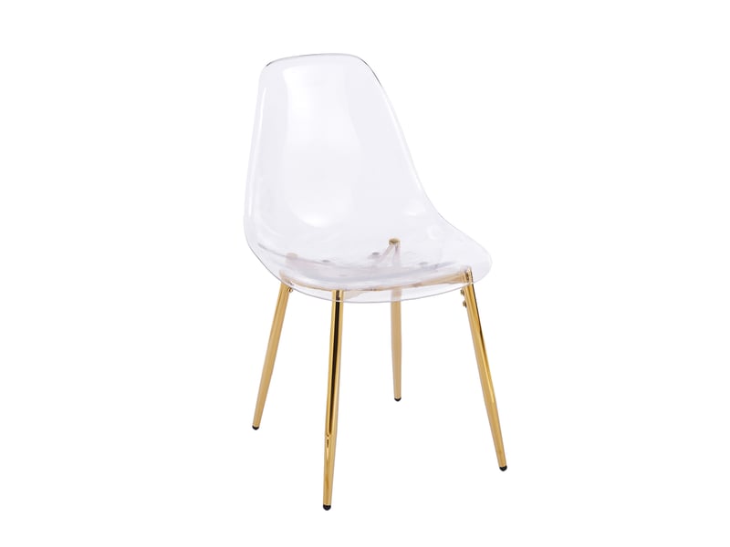  Chaise design transparent avec pieds amovibles en abs et métal doré  - Conforama A
