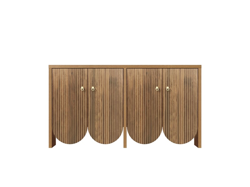 Buffet bas 147x40x80 cm avec 4 portes et tablettes, mdf finition noyer - Conforama A