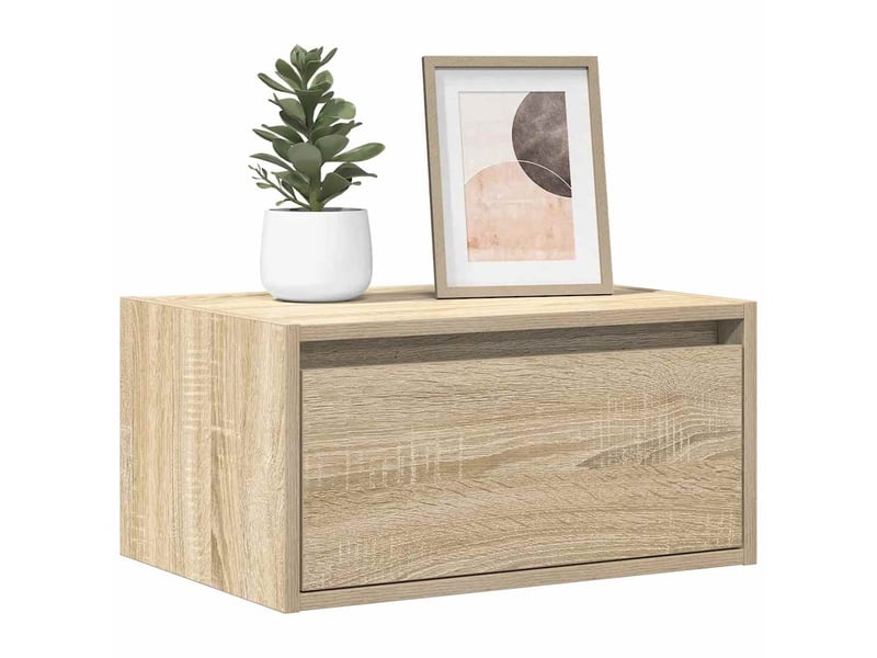  Table de chevet, table d'appoint murale avec lumières led chêne sonoma  - Conforama B