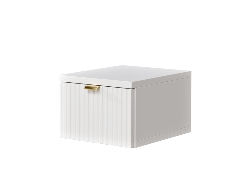  Table de chevet suspendue blanche – étroite 25 cm, façade cannelée, pour petite chambre  - Conforama A