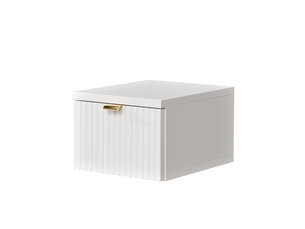 Table de chevet suspendue blanche – étroite 25 cm, façade cannelée, pour petite chambre