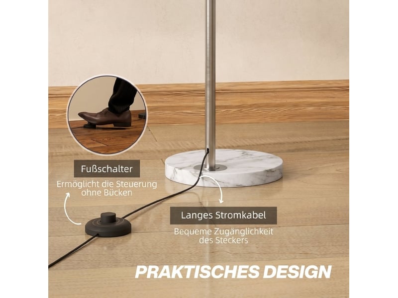  Lampadaire arc 26x100x167 cm abat-jour orientable métal argenté  - Conforama D