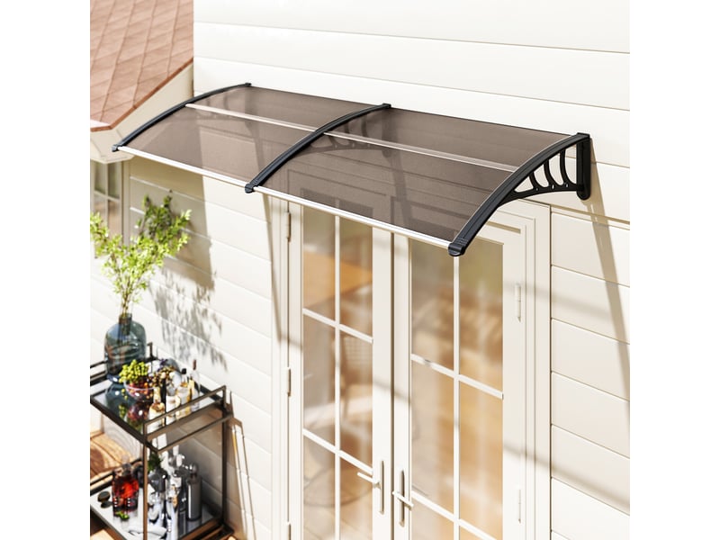  Store de porte et fenêtre 195x75 cm avec panneaux en polycarbonate et barres en aluminium brun  - Conforama C