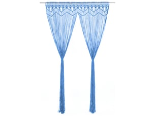 Rideau en macramé, rideau de porte bleu 140x240 cm coton cf43866
