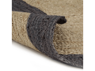 Tapis en jute fait main avec bordure gris foncé 90 cm - comfortxl