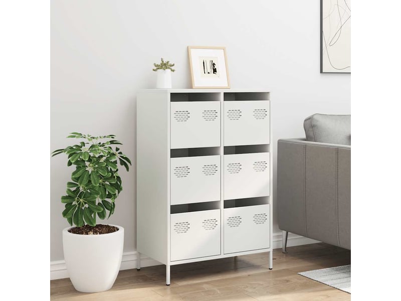 Buffet haut - bahut - meuble de rangement blanc 68x39x101,5 cm acier  - Conforama C