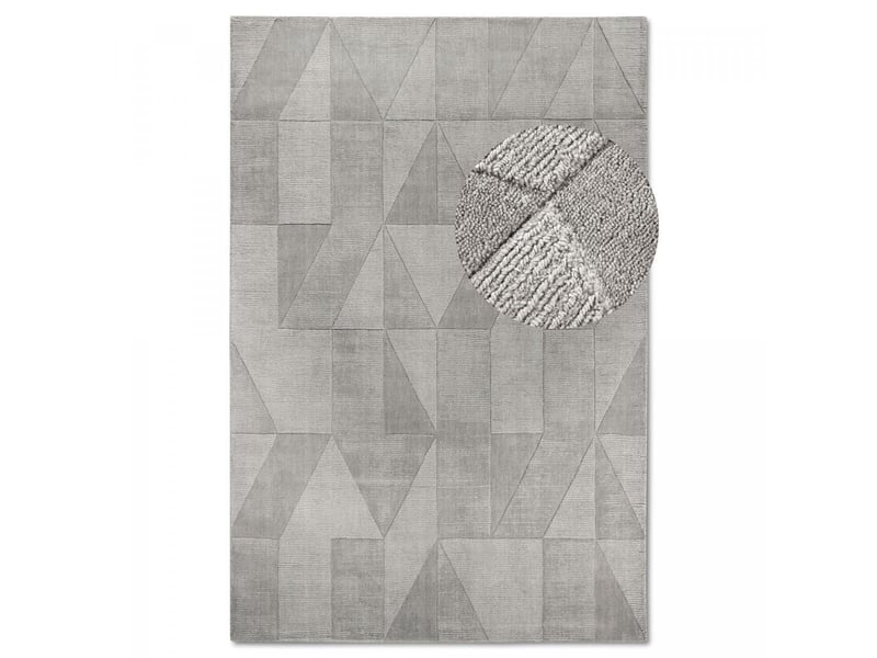 Tapis salon 80 x 250 cm, gris, beige, laine qualité, tissé à la main, ursule original et structuré  - Conforama A