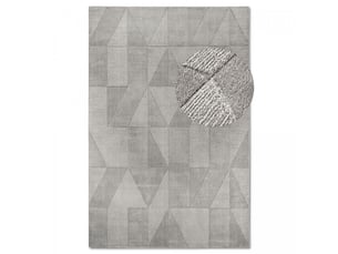 Tapis salon 80 x 250 cm, gris, beige, laine qualité, tissé à la main, ursule original et structuré