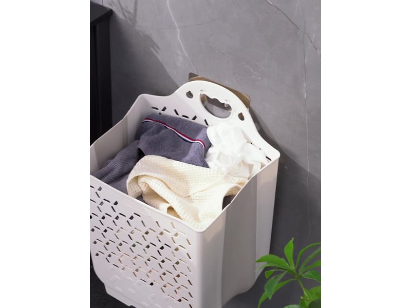 Panier à linge mural avec poignée, panier à linge en plastique, panier à linge peu encombrant pliable, 17 x 30 x 38,5 cm - Conforama D