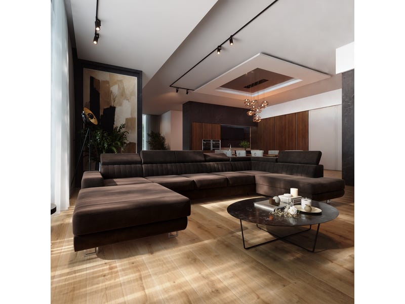 Canapé d'angle gaian, velours marron - Conforama B