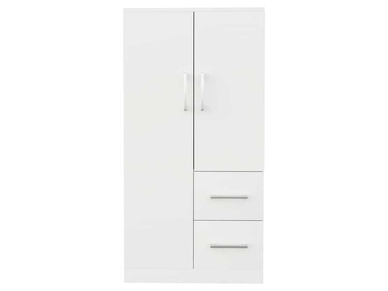  Armoire enfant 2 portes et 2 tiroirs, penderie et compartiments bas, 70 × 40 × 135 cm, blanche  - Conforama E