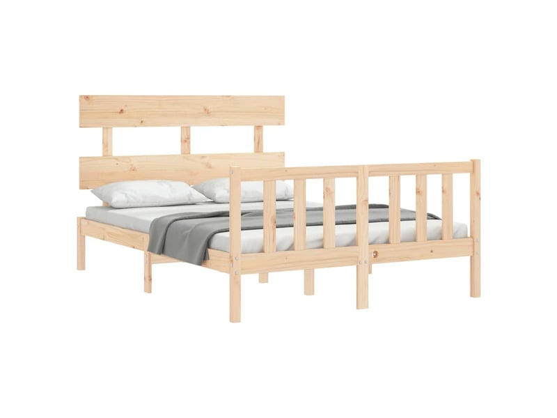  Lit double- lit adulte -  cadre de lit sans matelas 140x200 cm bois massif de pin  - Conforama B