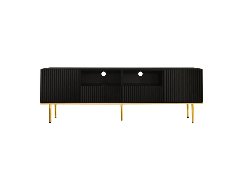  Meuble tv design chic avec pieds et bordures dorées, rangement pratique  - Conforama A