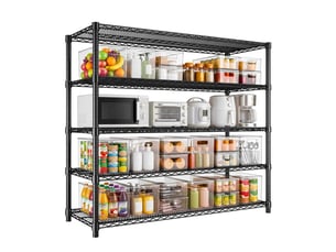 Rayonnage métallique autoportant - 5 niveaux réglables, acier carbone robuste, cuisinecavecelliergarage l 140 x l 60 x h 195 cm