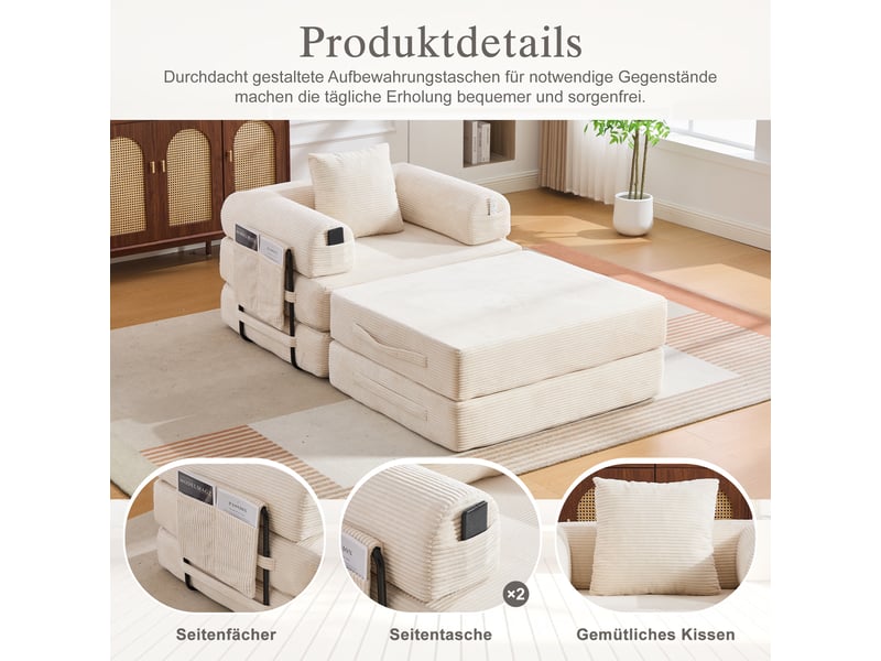 Fauteuil modulaire en velours côtelé - velours côtelé doux et résistant - rembourrage épais et compressé 112x190x67cm - Conforama D