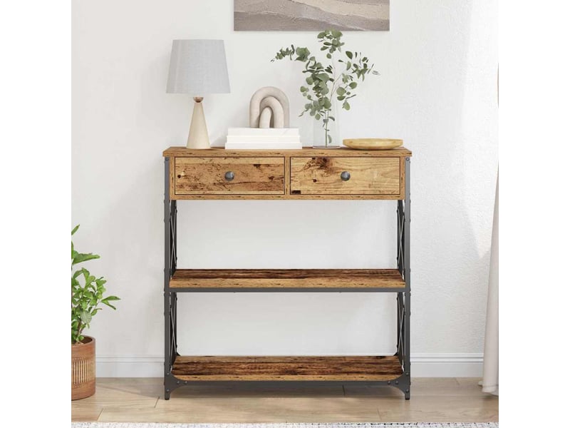  Table console - table d'appoint - table d' entrée avec tiroir bois ancien 75 x 28 x 75 cm  - Conforama D