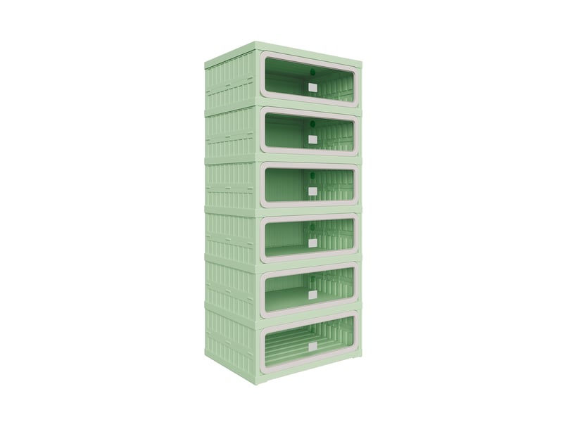 Meuble à chaussures pliable,45×34×106 cm,6 niveaux, 12 paires,porte transparente en pet,matériau pp,style moderne,vert - Conforama A