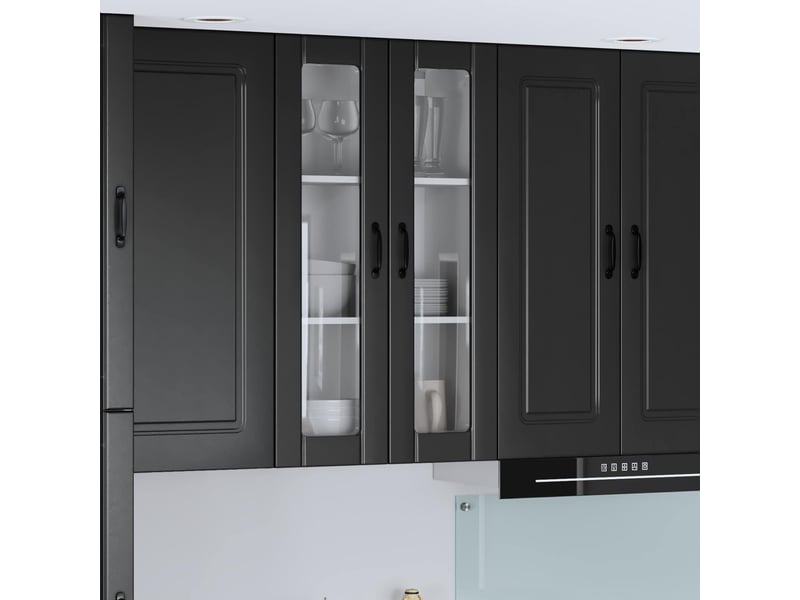  Meuble mural de cuisine, cabinet en verre mural noir 60x31x100cm shl6868  - Conforama B