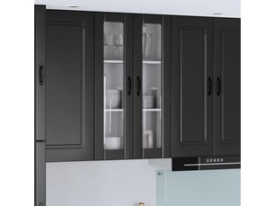 Meuble mural de cuisine, cabinet en verre mural noir 60x31x100cm shl6868