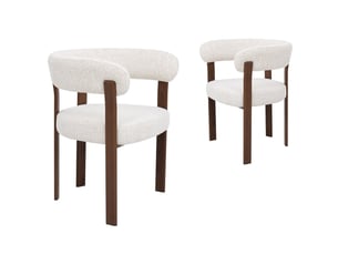 Lot de 2 chaises en velours tissé écru pieds en métal marron diego