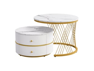 Table basse rond(e) coloris blanc <strong>KORFEE</strong> <strong></strong> - 60 cmx60 cm
