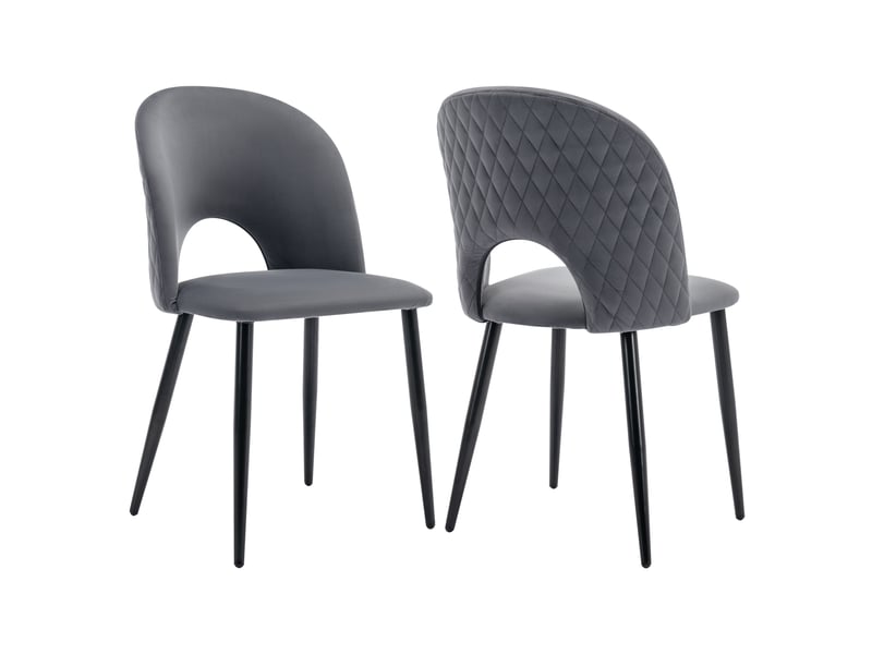  Chaise de salle à manger (2 pcs), en velours structure en métal,pieds réglables,motif diamant à l'arrière,gris chaise gris - Conforama A
