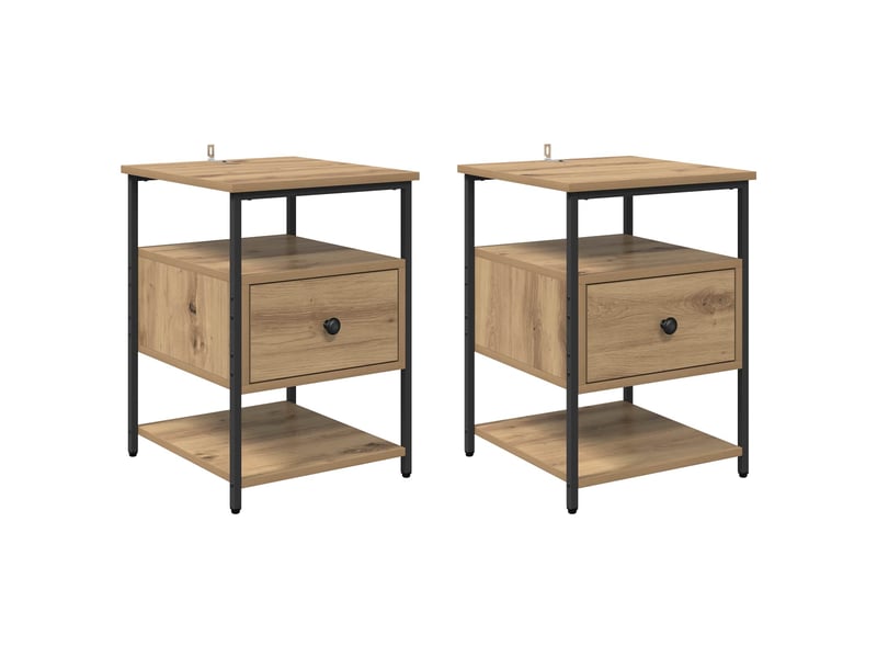  Table de chevet - cabinet de chevet - table de nuit 2 pièces chêne artisanal 40 x 42 x 56 cm  - Conforama A