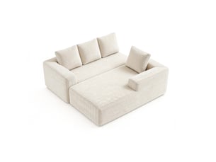 Canapé d’angle tcqpz modulable 4 places 261 x 171 cm avec méridienne à gauche velours côtelé beige