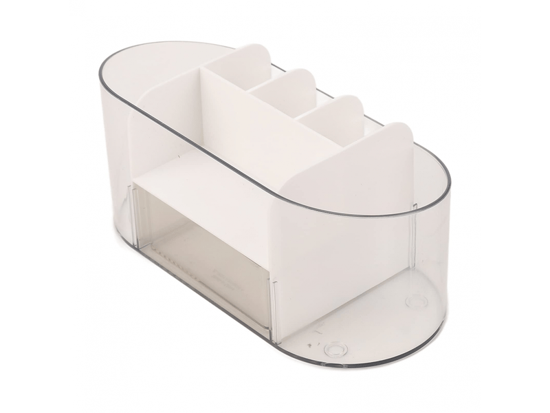  Organiseur de maquillage de bureau transparent à compartiments pour cosmétiques et soins de la peau (blanc)  - Conforama D